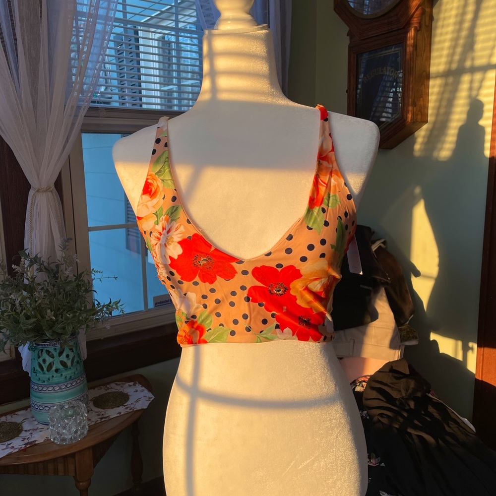 ECO Toni Rose Floral Plunge Longline Swim Top